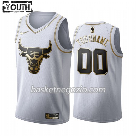 Canotte Bambino Chicago Bulls Personalizzate 2019-20 Nike Bianco Golden Edition Swingman